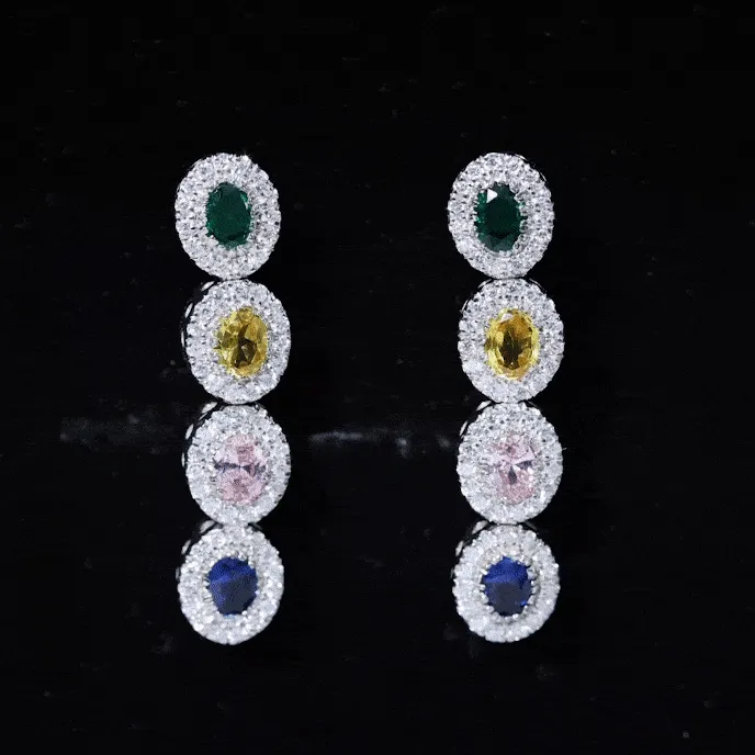 Multi Gemstone Dangle Earrings with Moissanite Accent