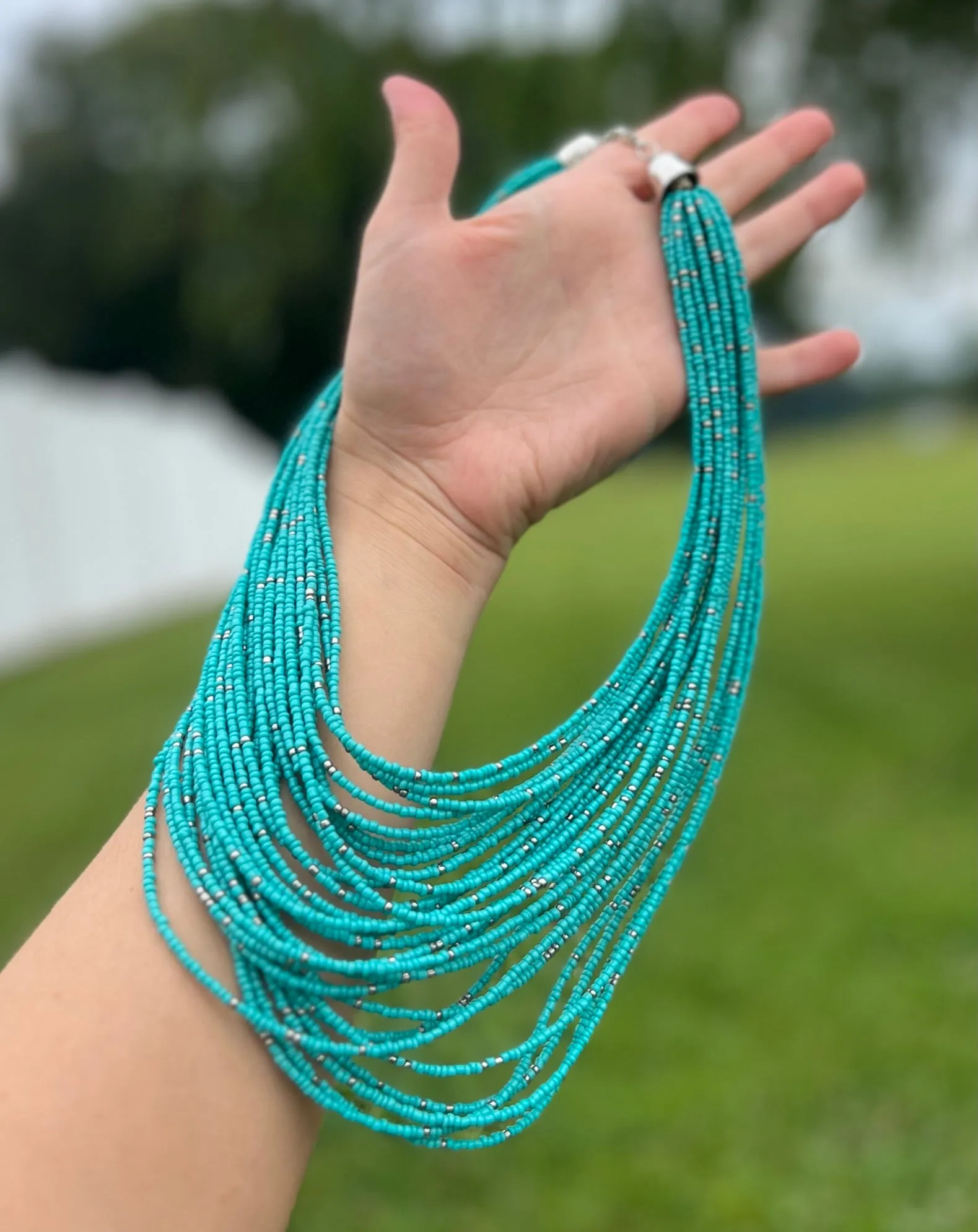 Multi-strand Faux Turquoise Necklace