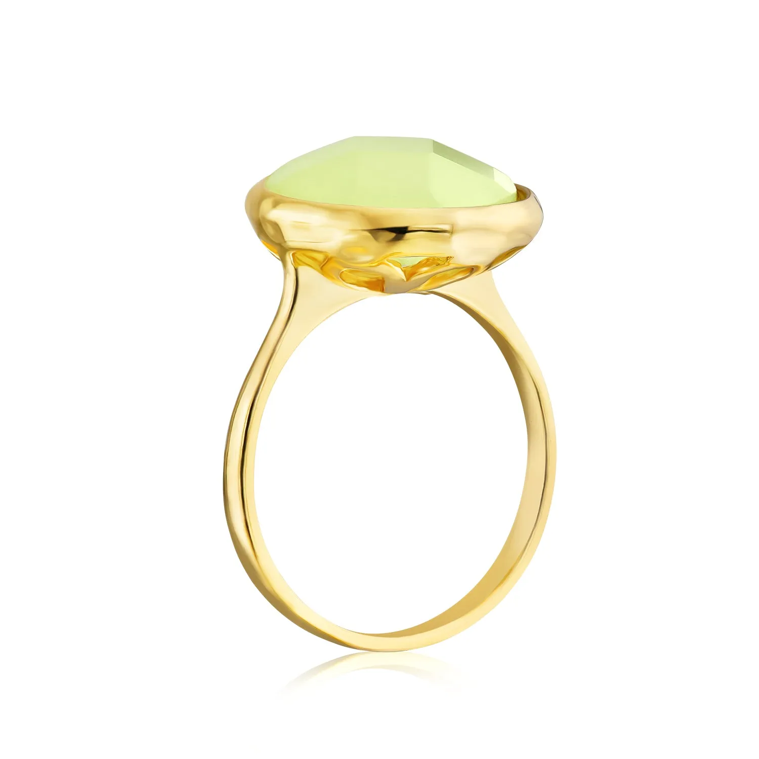 Multifaceted Seafoam Green or Pink Quartz Silver Ring 14K Gold Plated Silver