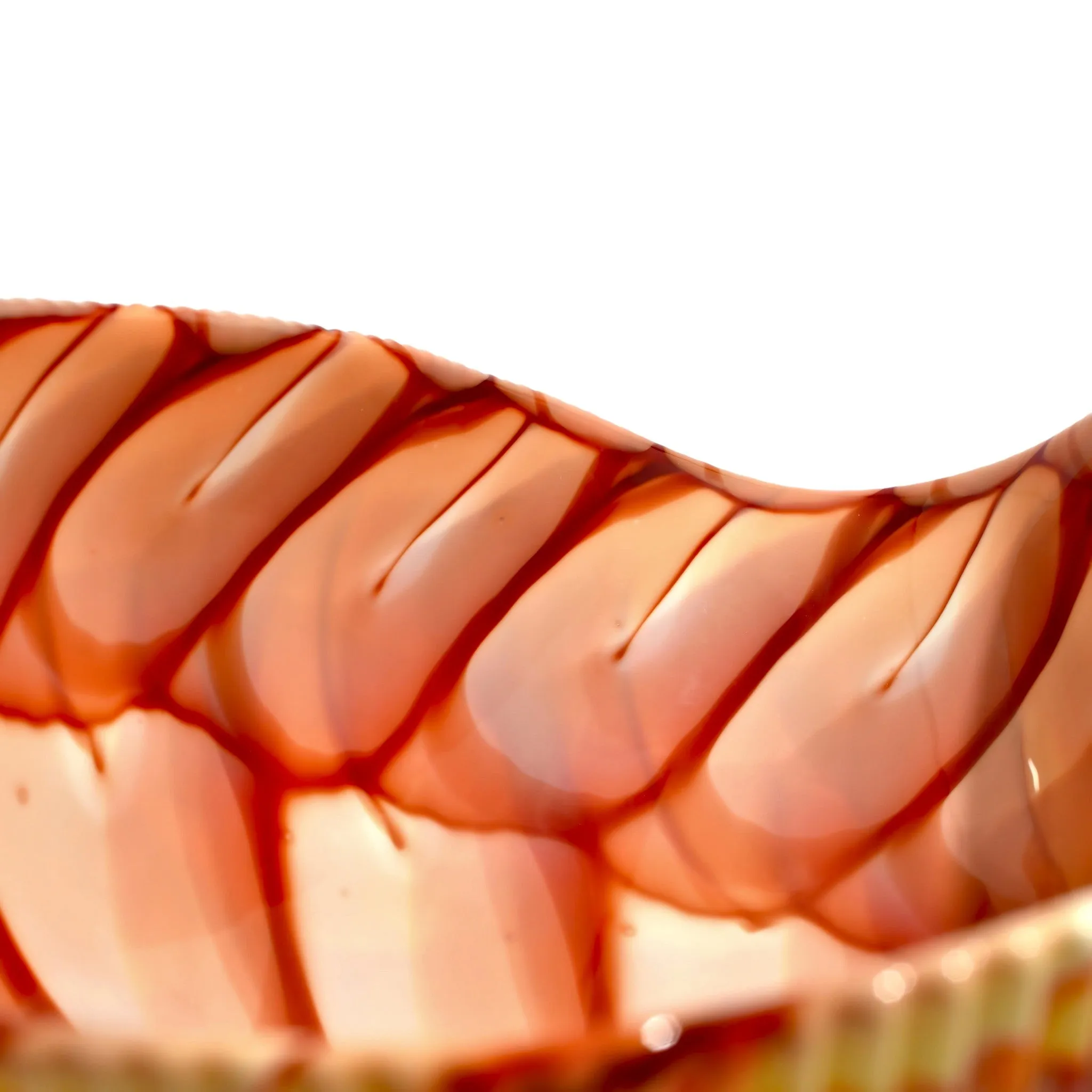 Murano Glass 12" Red/Orange Spiderweb Shell Bowl