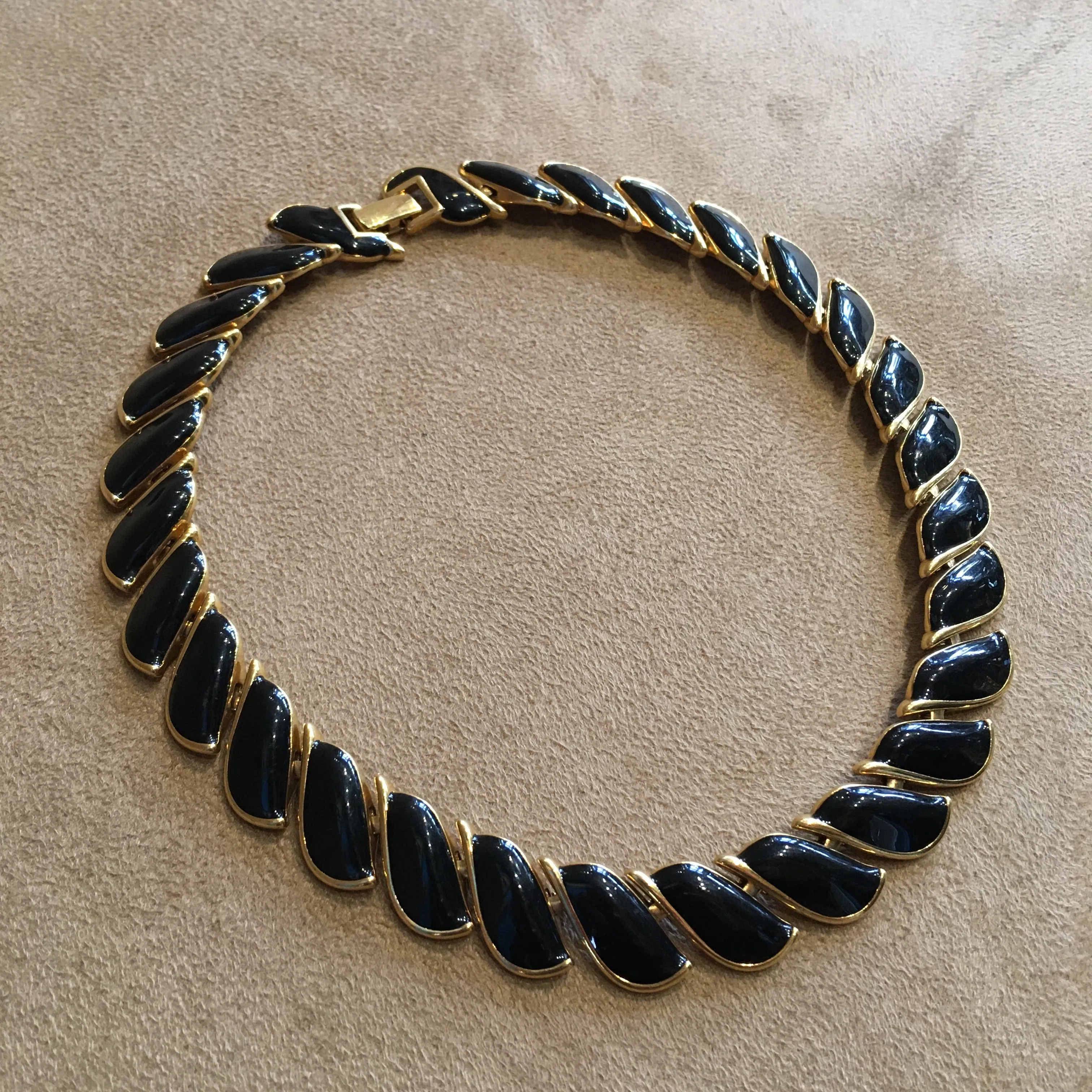 Napier Necklace Black and Gold Enamel