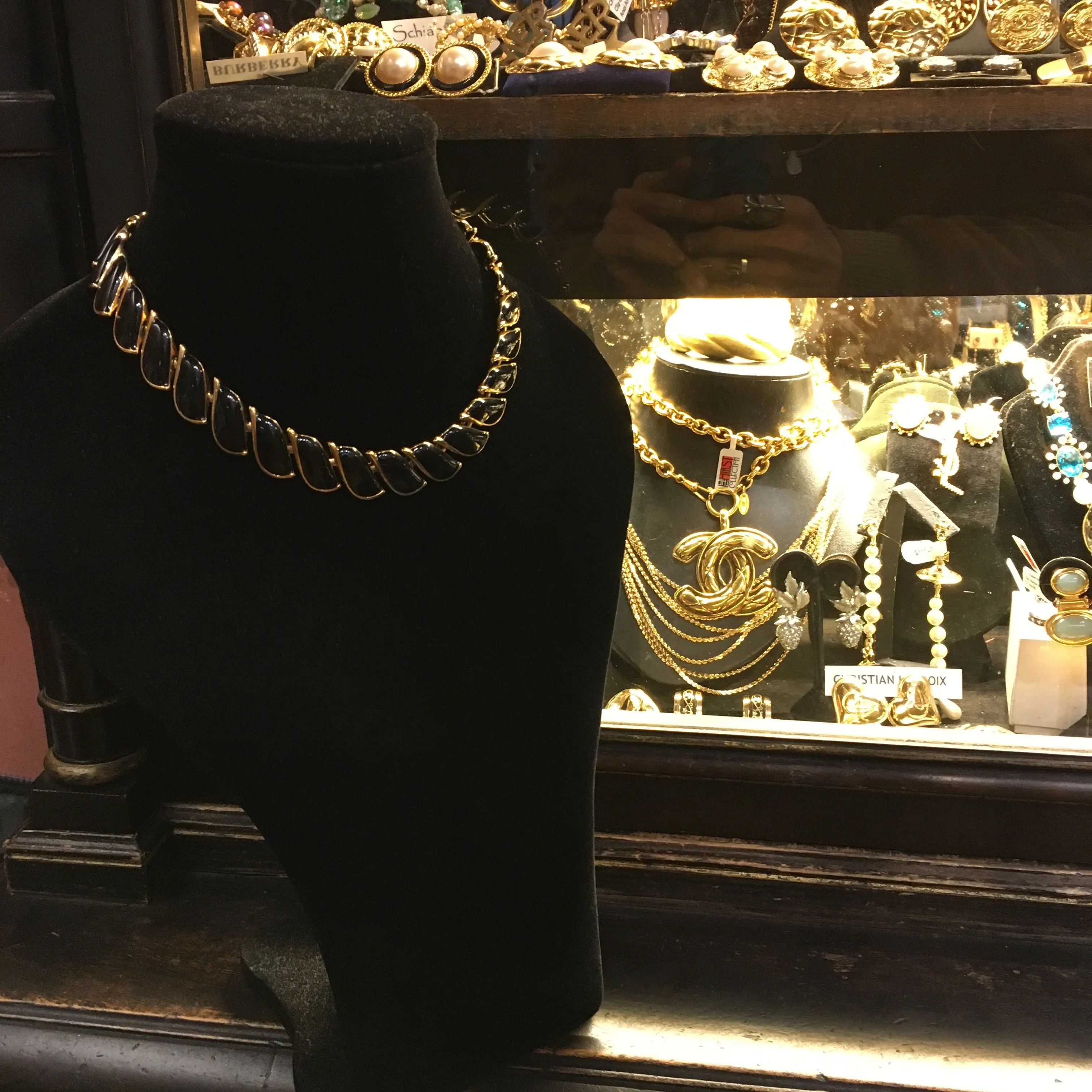 Napier Necklace Black and Gold Enamel