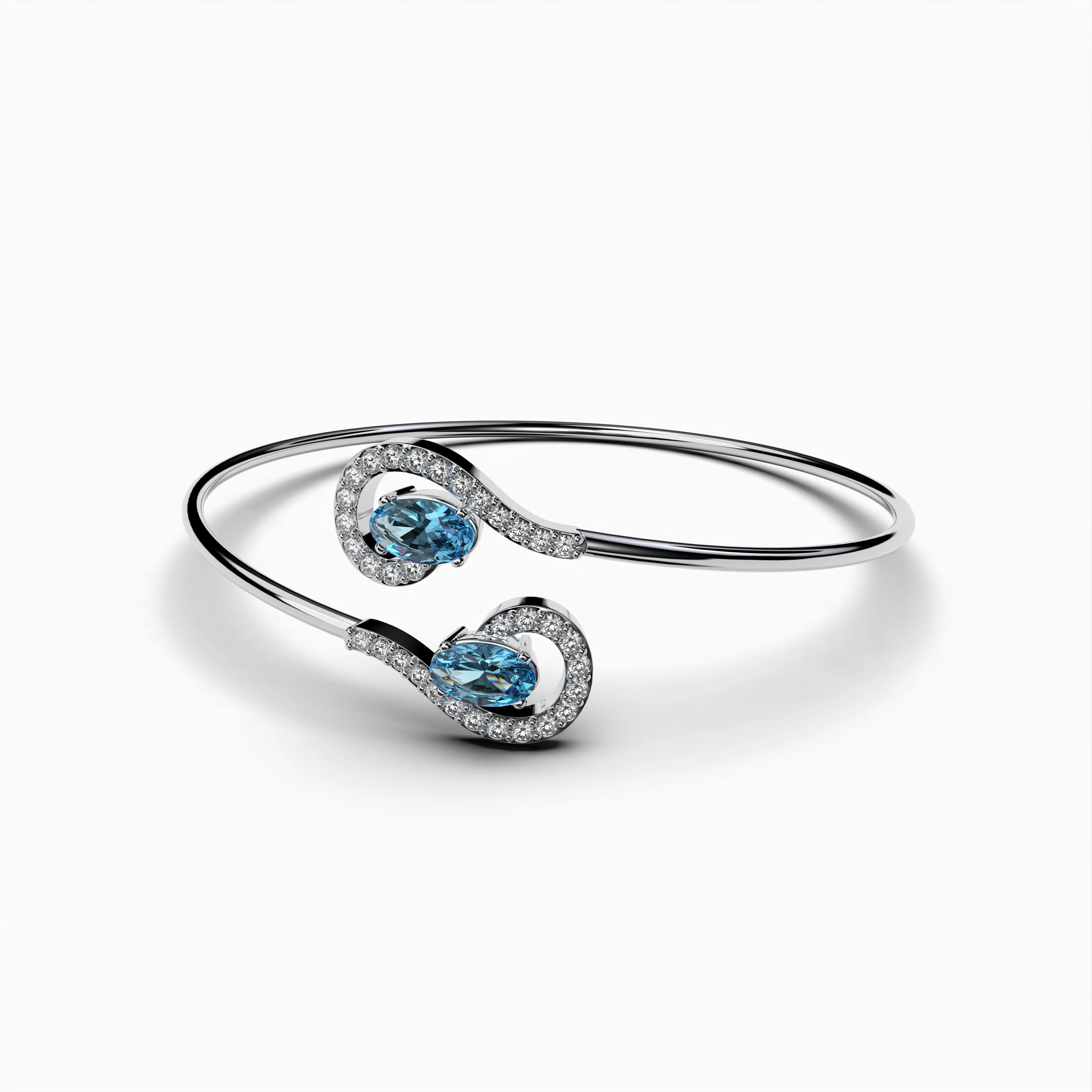 Natural Aquamarine Bangle - Aubrey