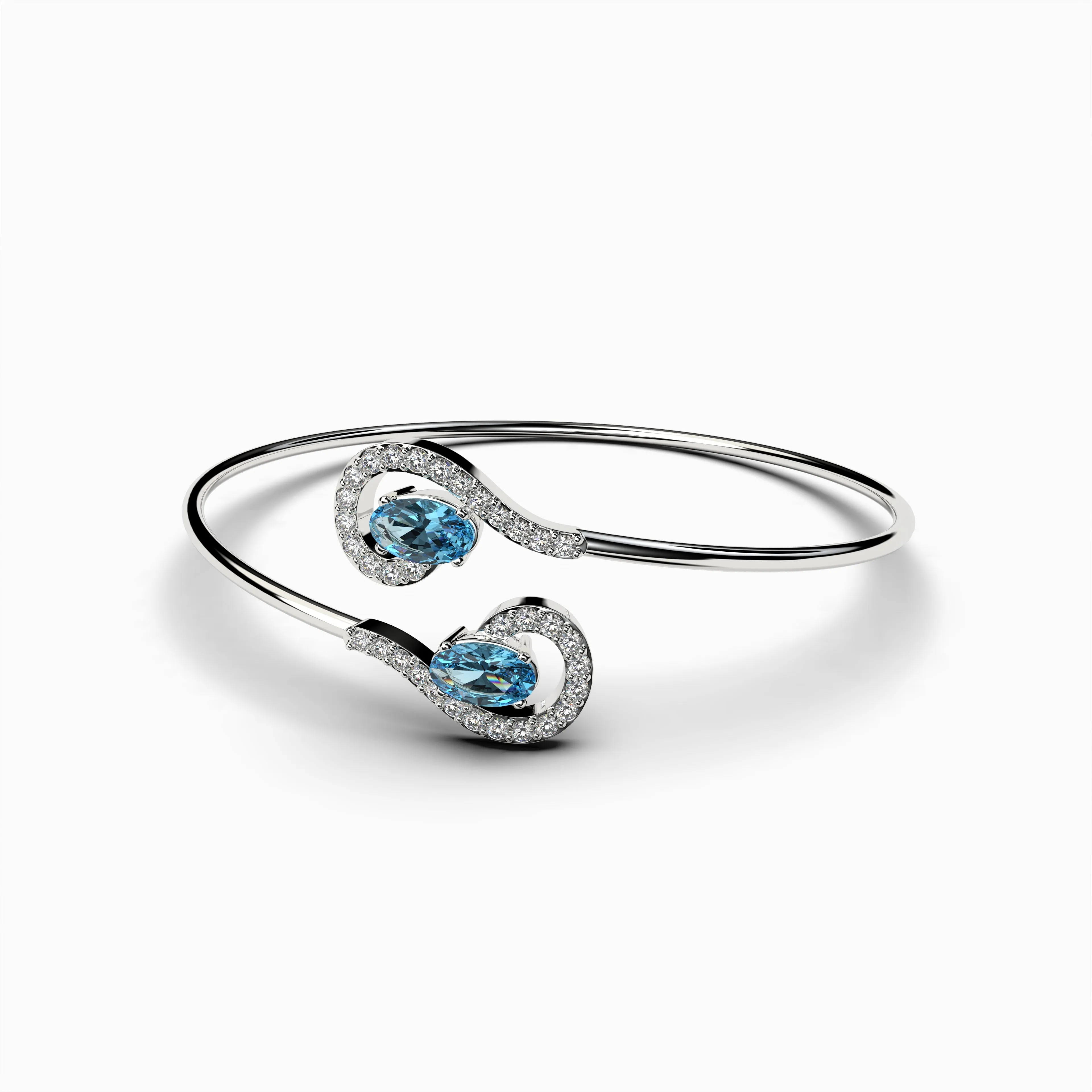 Natural Aquamarine Bangle - Aubrey