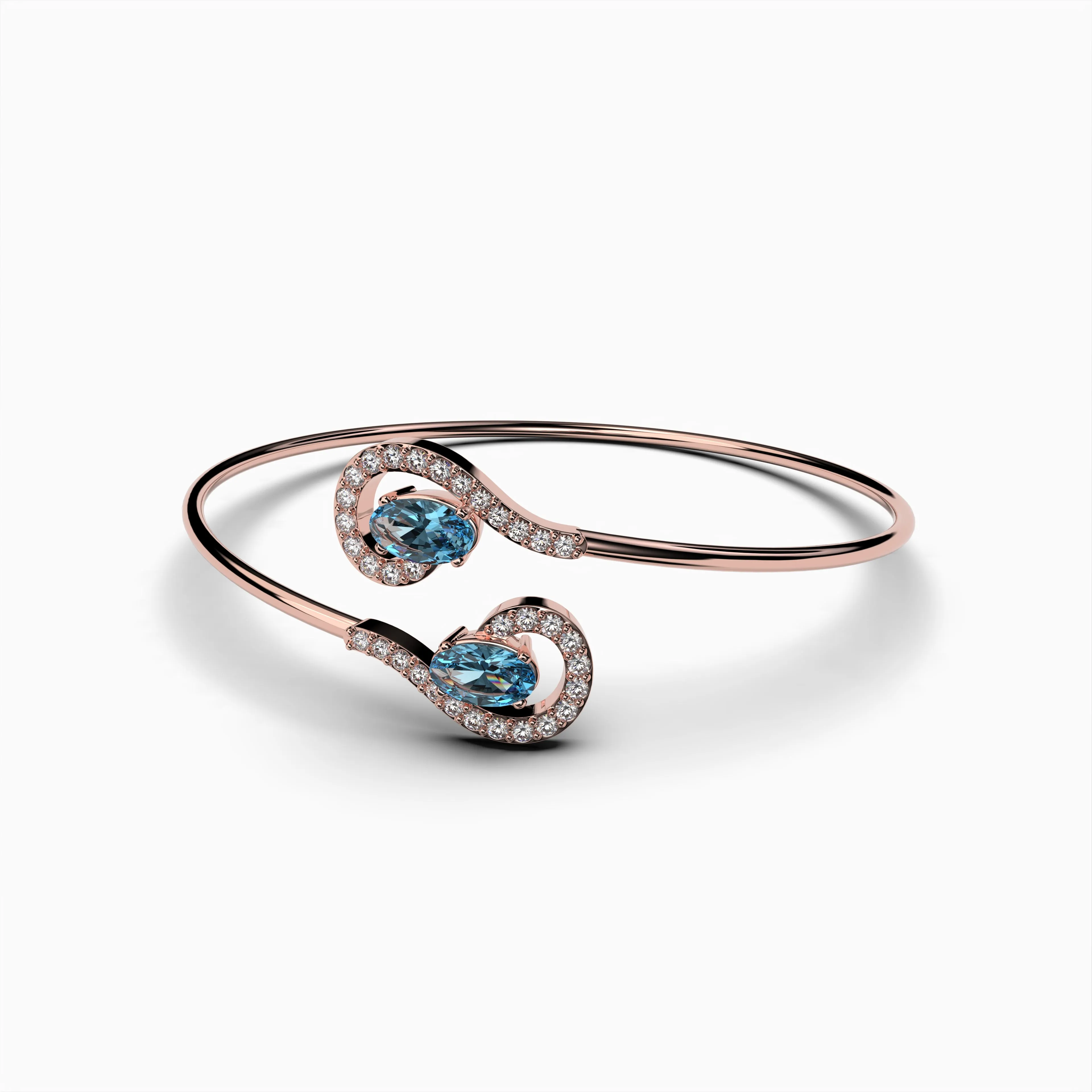 Natural Aquamarine Bangle - Aubrey