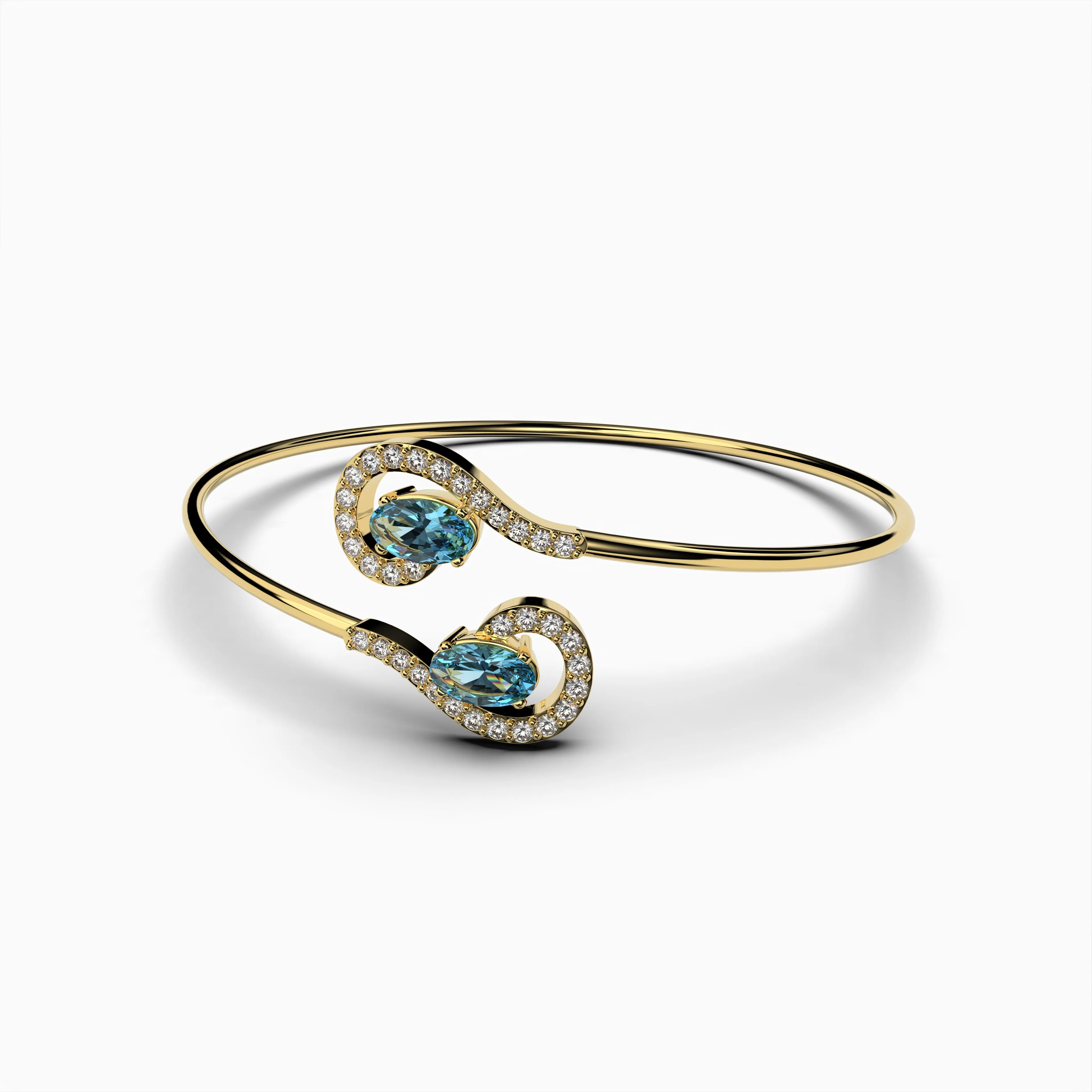 Natural Aquamarine Bangle - Aubrey