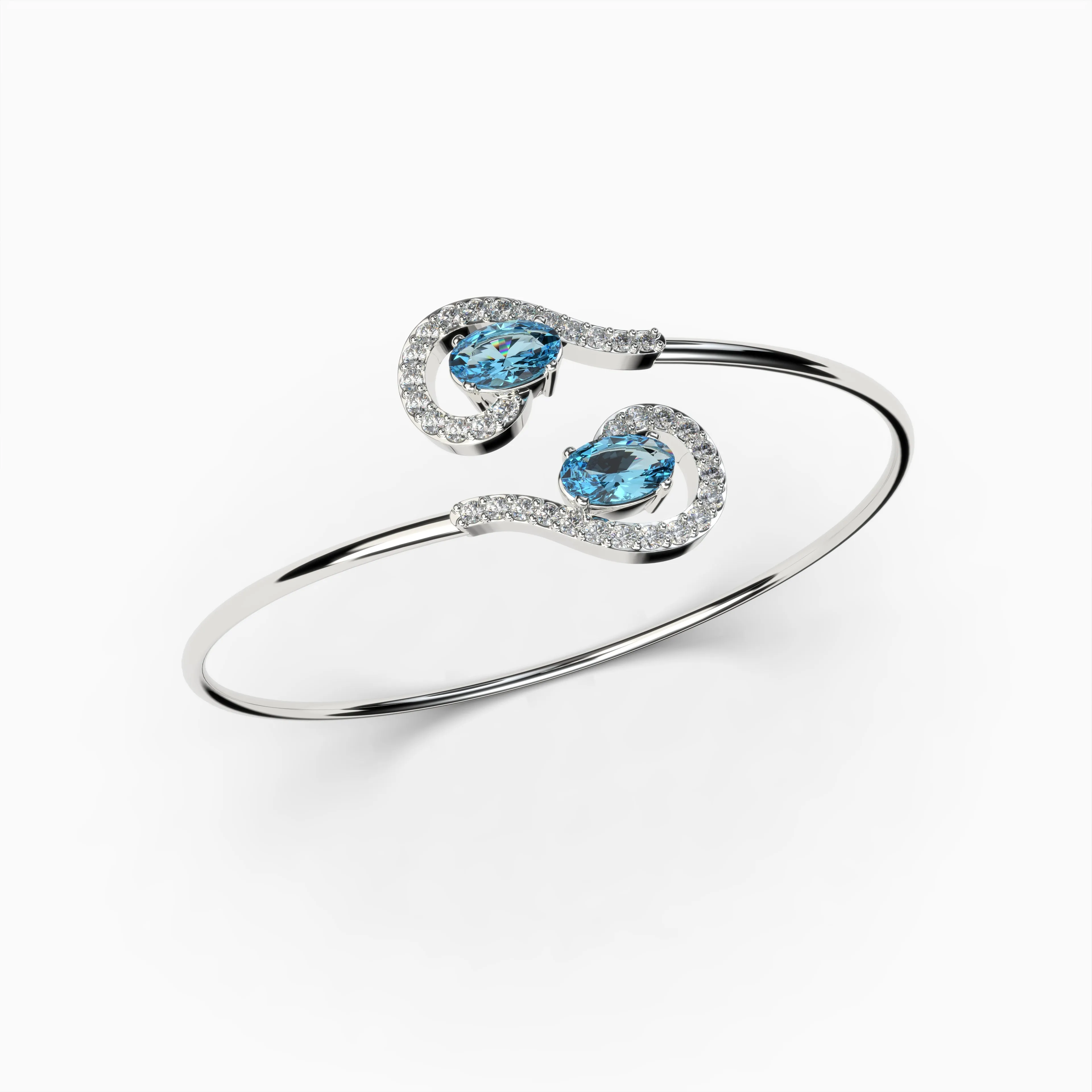 Natural Aquamarine Bangle - Aubrey