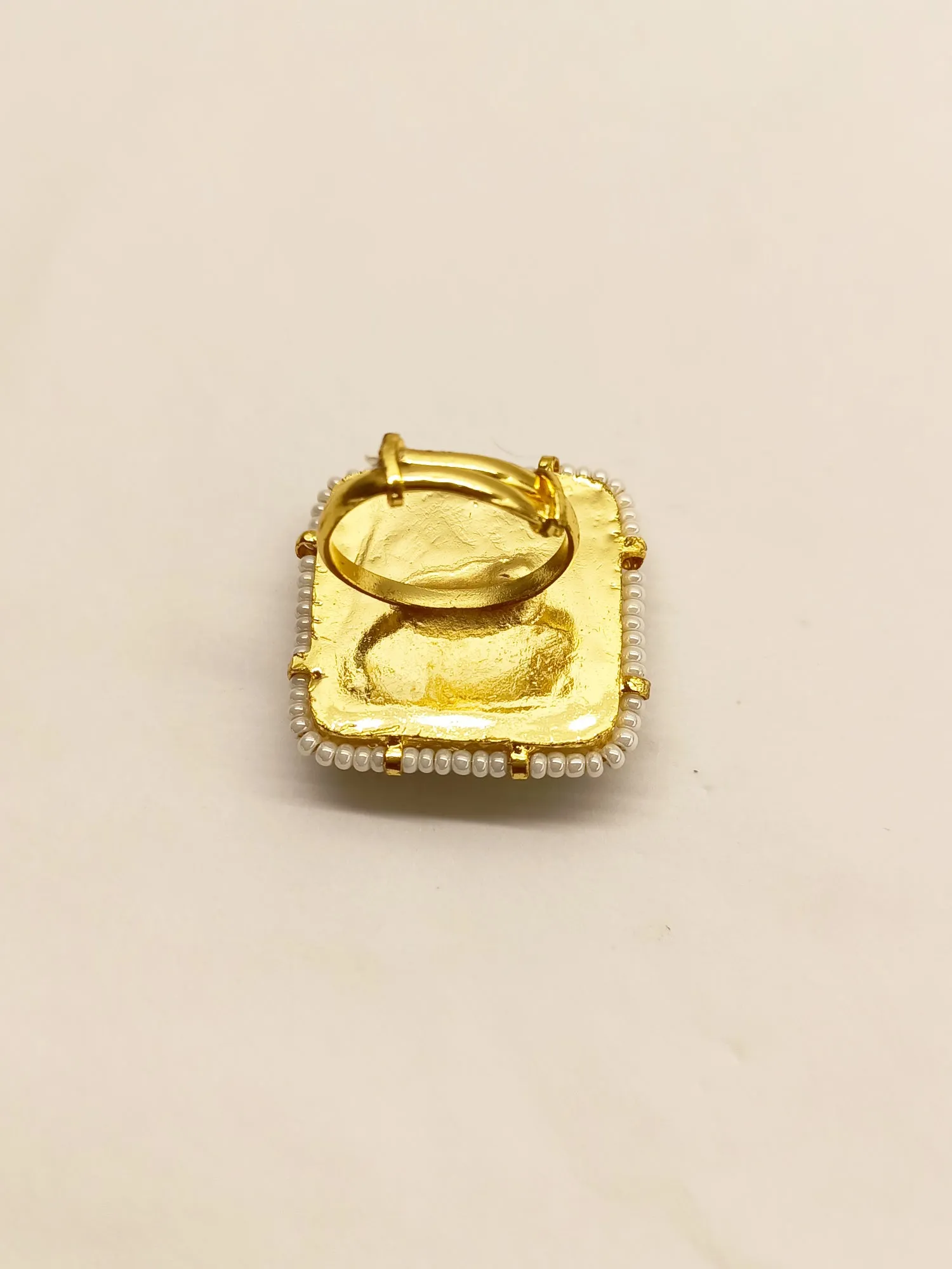 Neeti Kundan Mint Green Stone Ring
