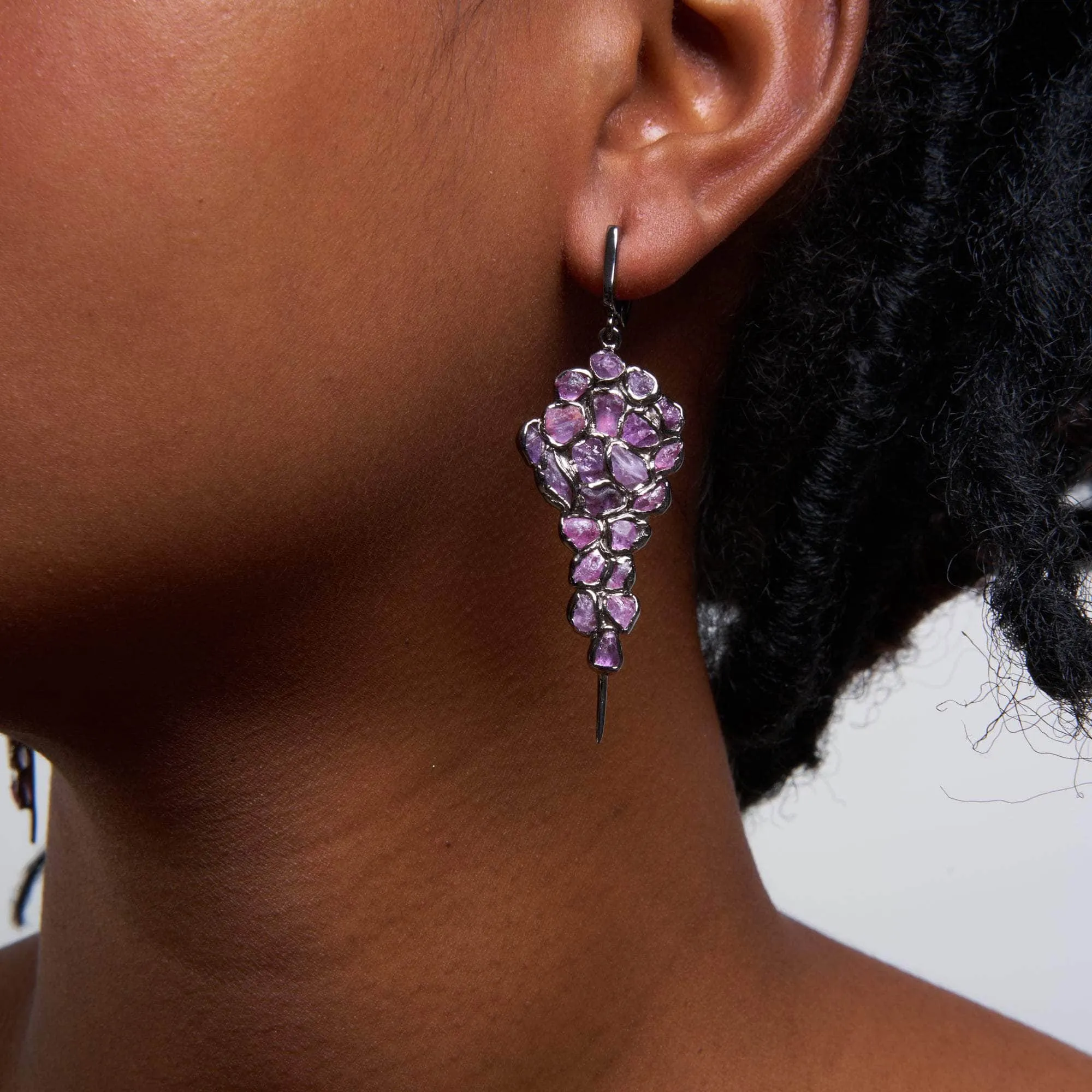 Nia Rough Pink Sapphire Earrings