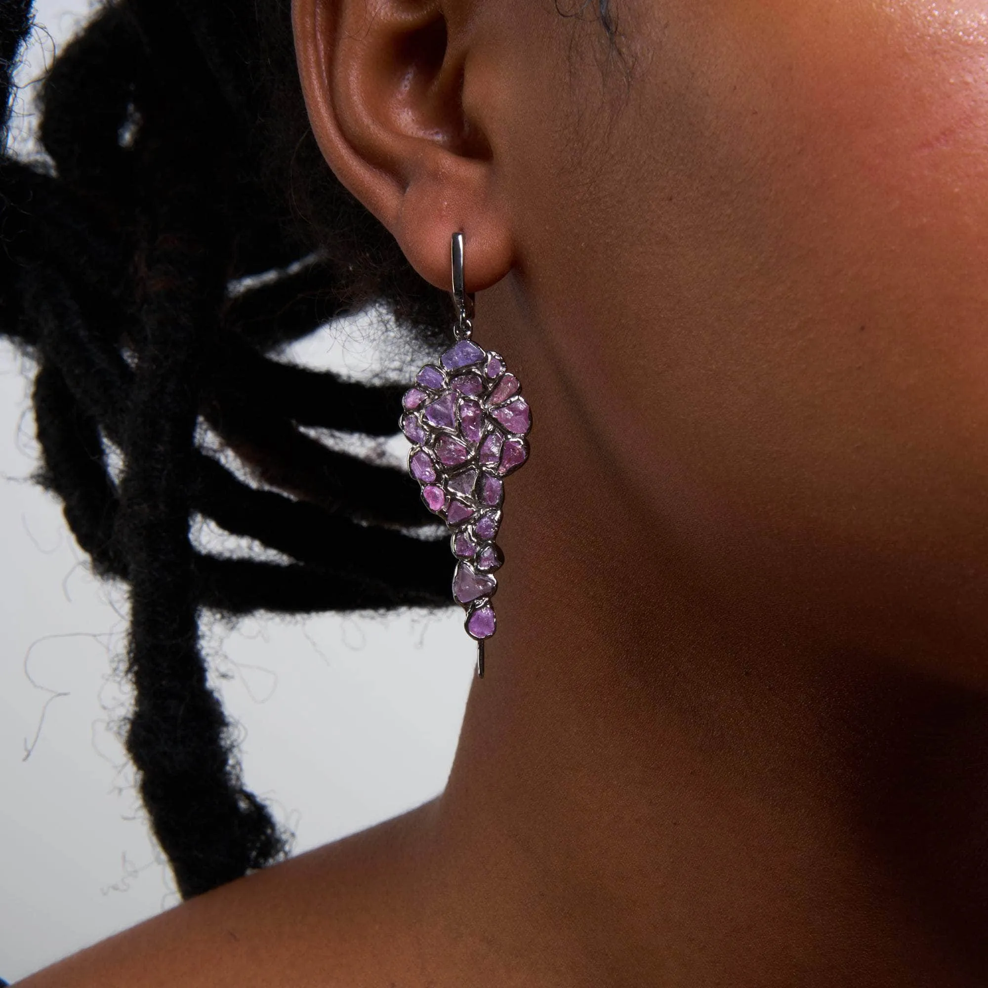 Nia Rough Pink Sapphire Earrings