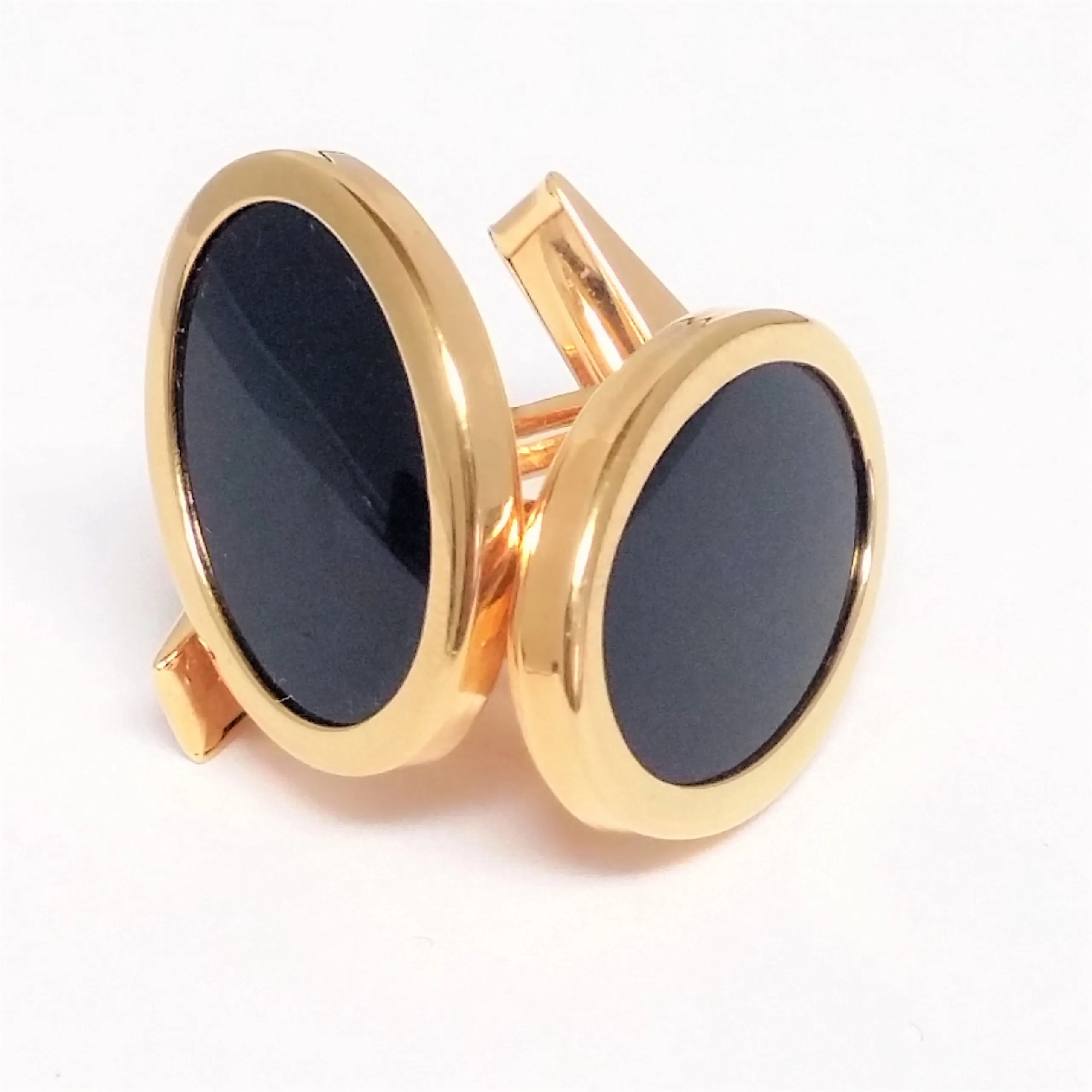 Onyx and 14KT Yellow Gold Oval Cufflinks