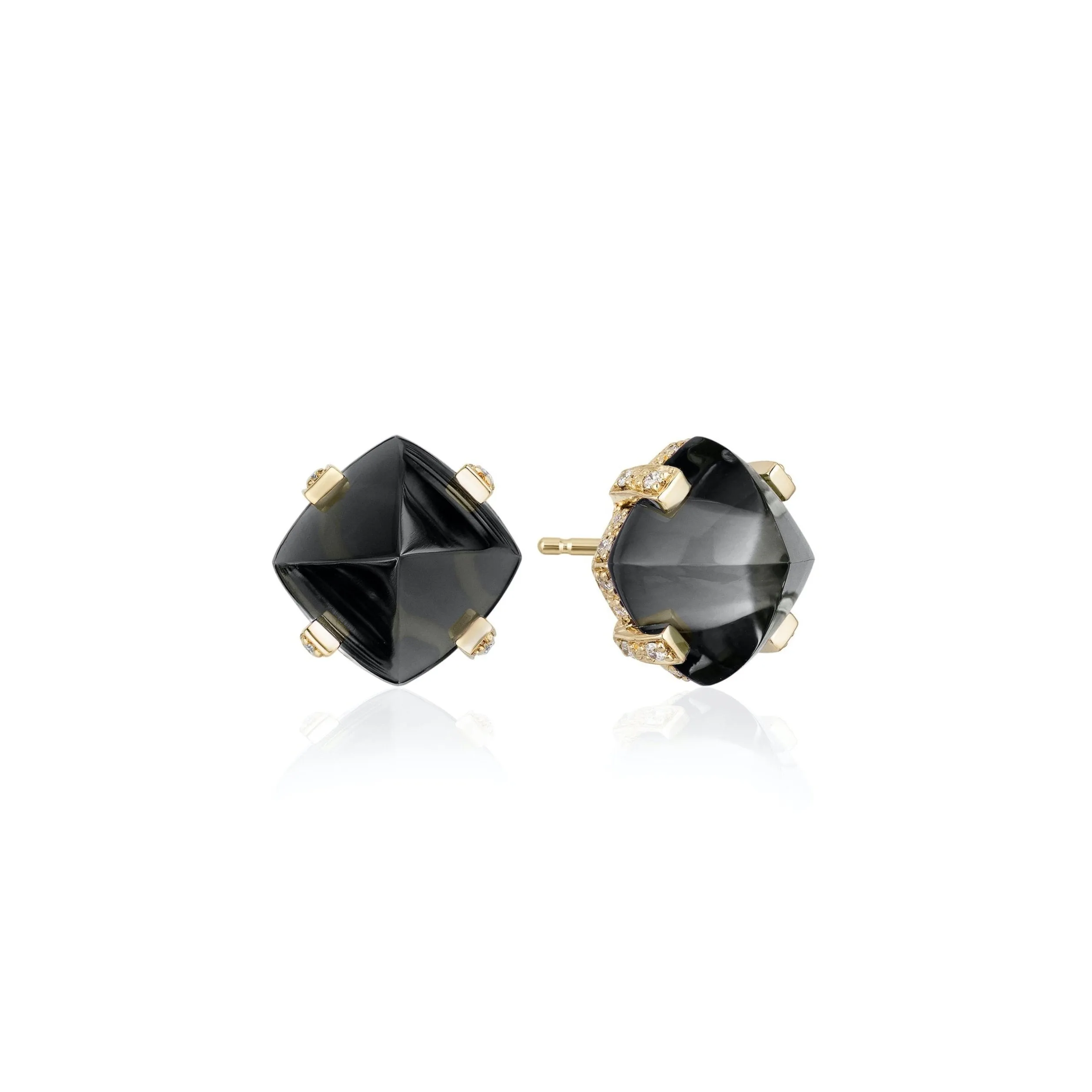 Onyx Diamond Sugar Loaf Earrings