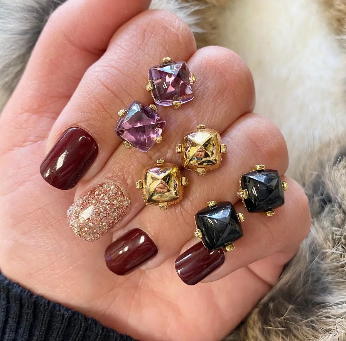 Onyx Diamond Sugar Loaf Earrings