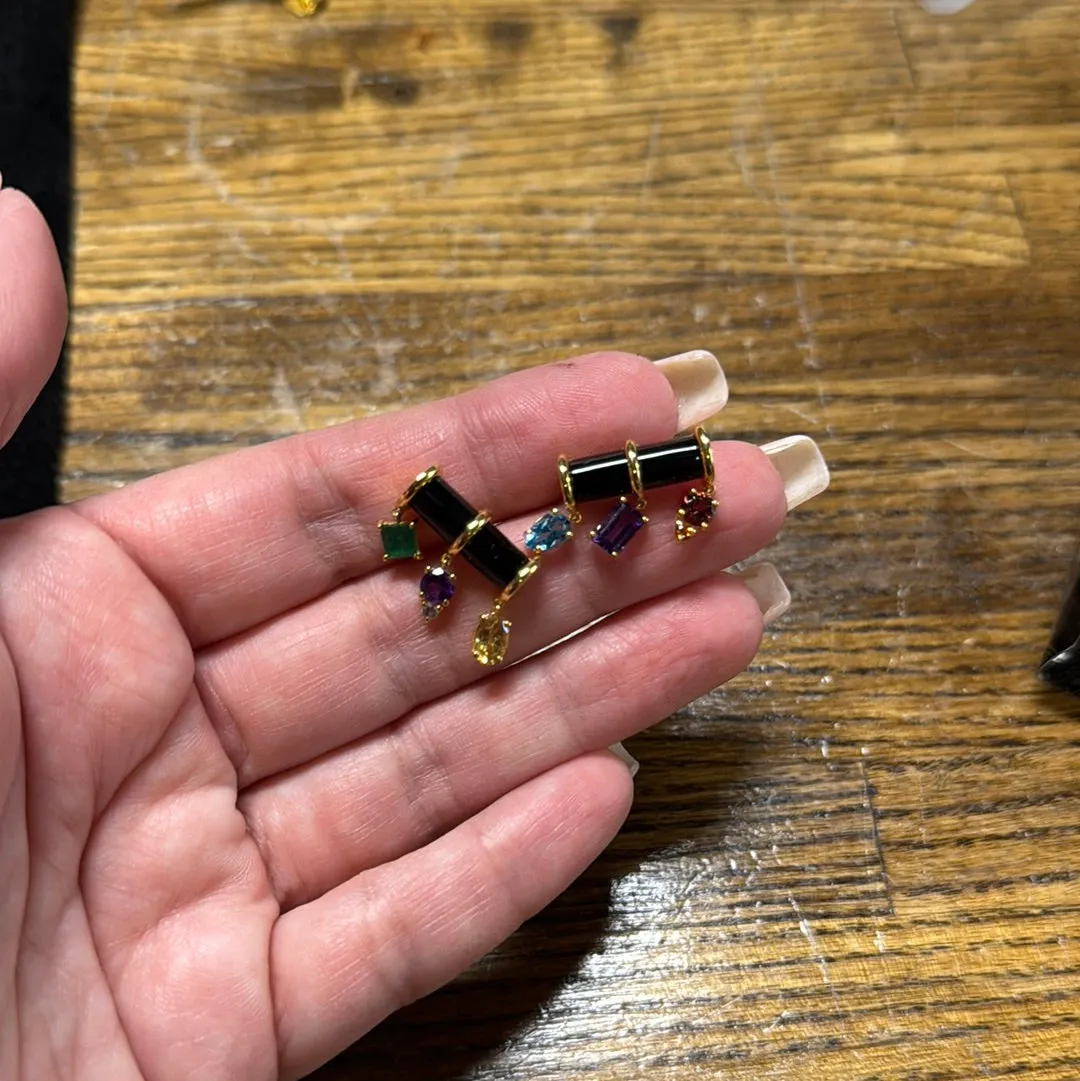 Onyx Multi Stone Earrings