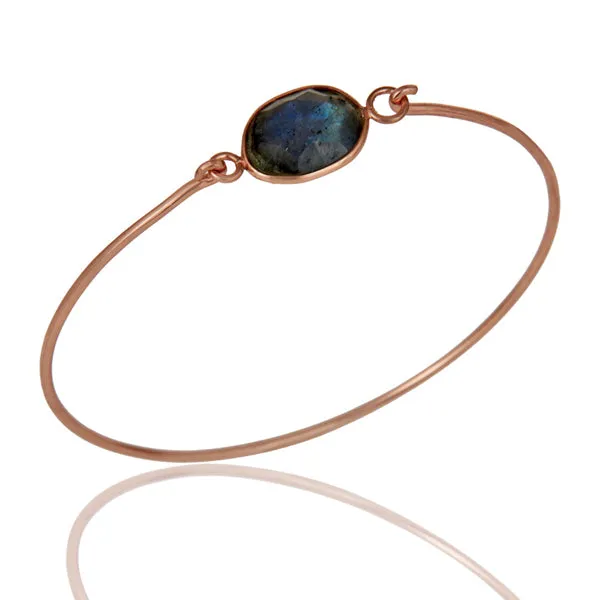 Organic Clasp Labradorite Gemstone Bangle