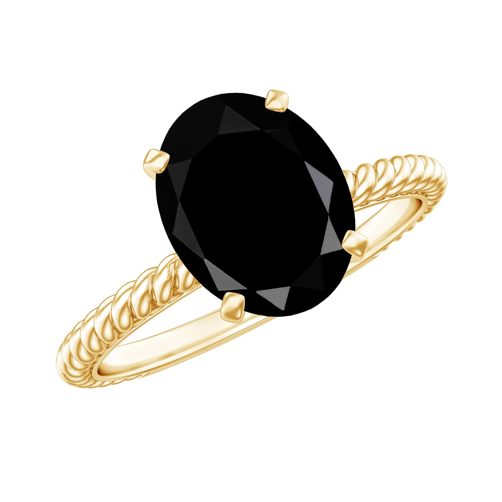 Oval Black Onyx Solitaire Ring with Diamond