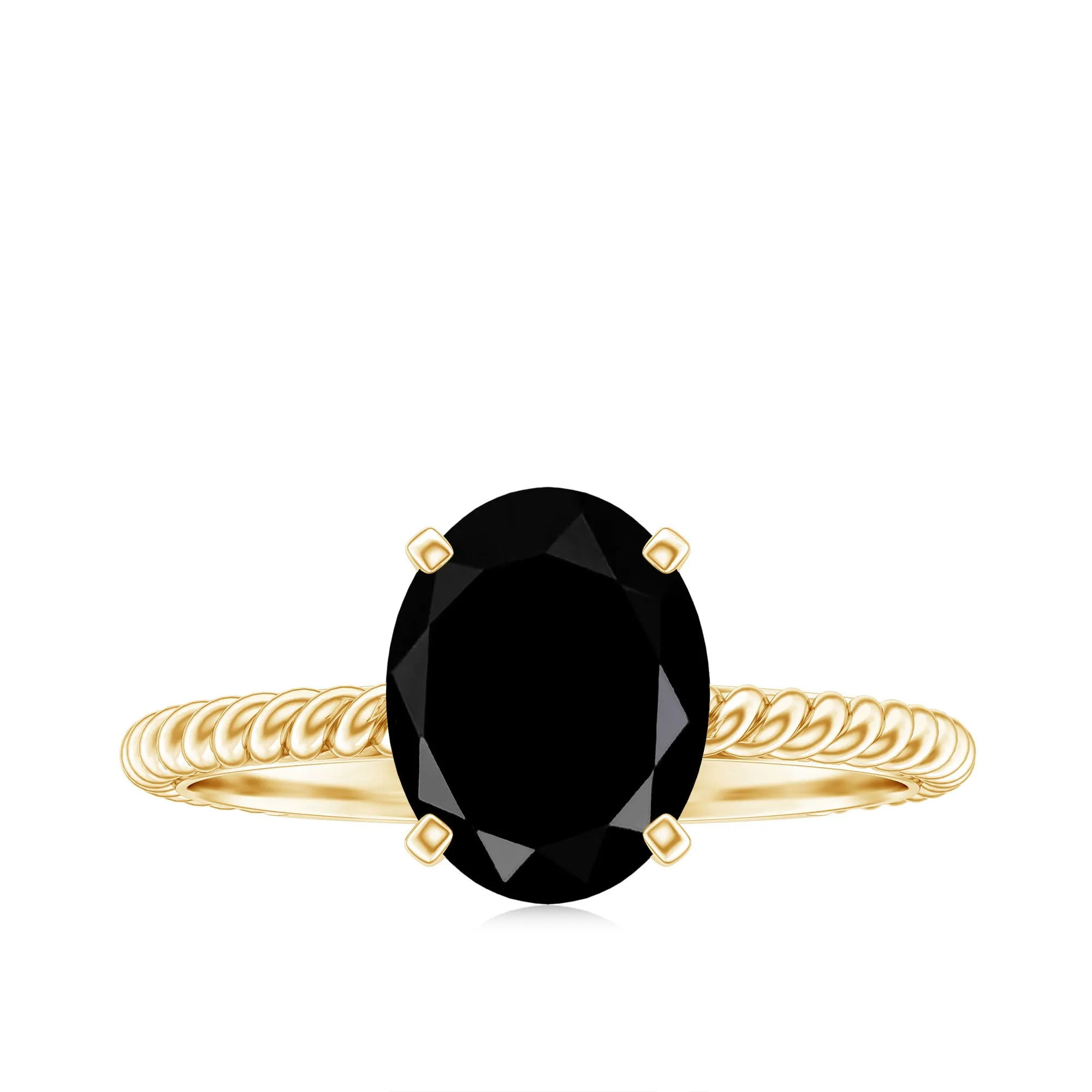 Oval Black Onyx Solitaire Ring with Diamond