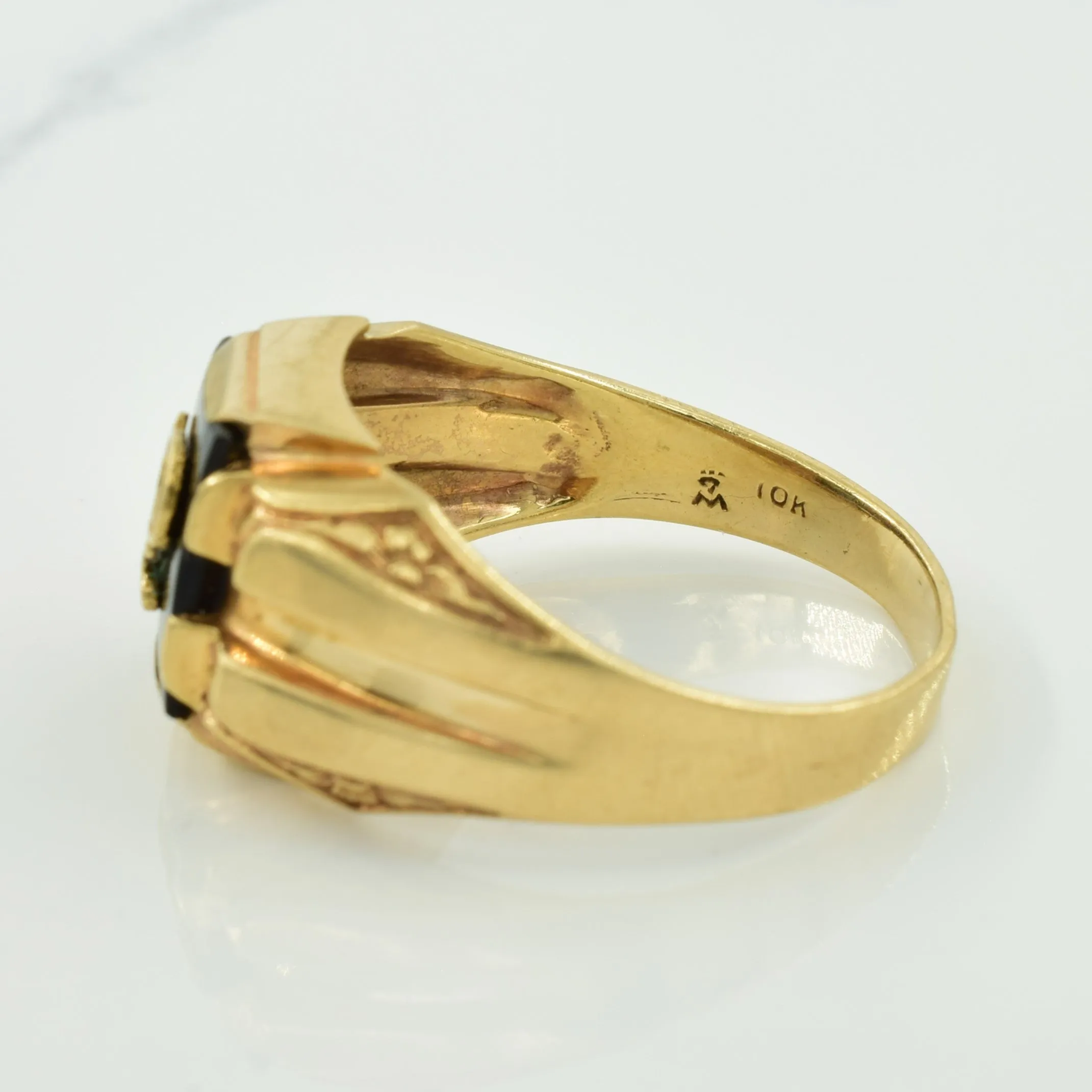 'P' Initial Black Onyx Ring | 2.30ct | SZ 10 |