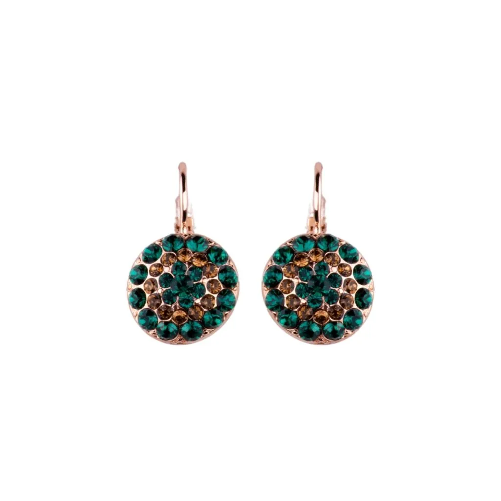 Pavé Leverback Earrings in "Deep Forest" - Rose Gold
