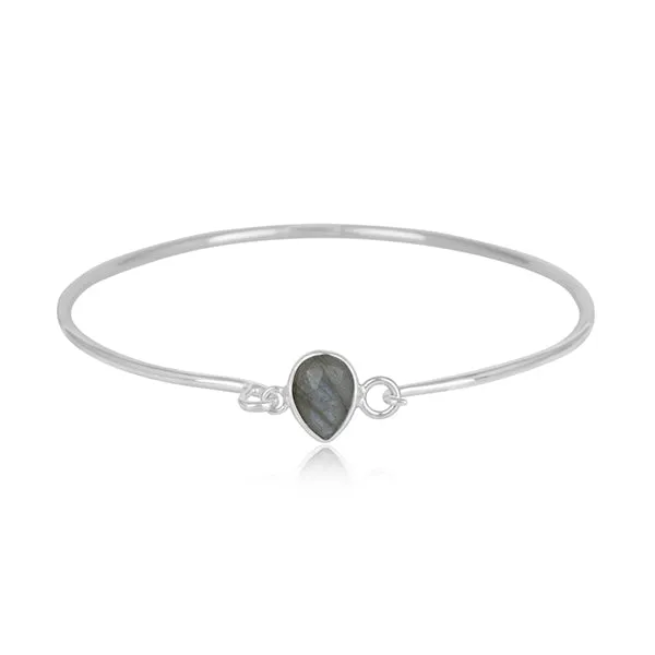Pear Clasp Labradorite Gemstone Bangle