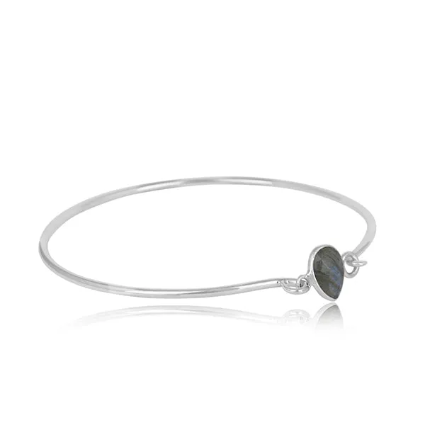 Pear Clasp Labradorite Gemstone Bangle