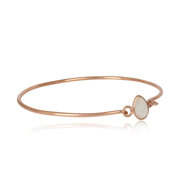 Pear Clasp White Quartz Gemstone Bangle