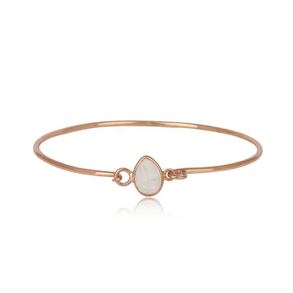 Pear Clasp White Quartz Gemstone Bangle