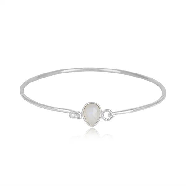 Pear Clasp White Quartz Gemstone Bangle