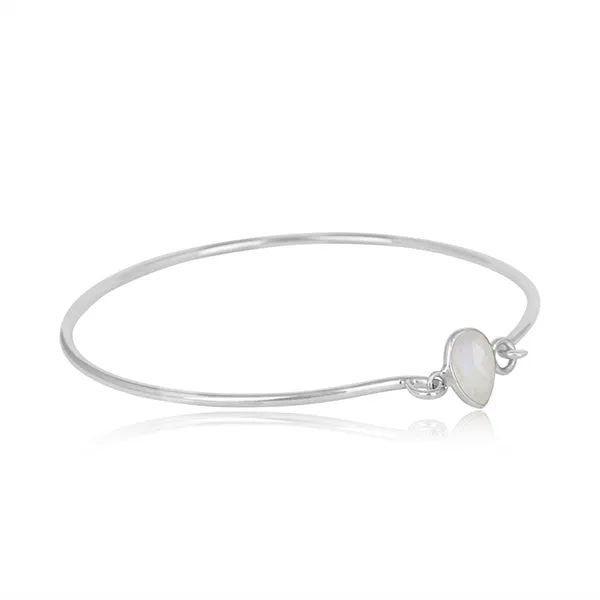 Pear Clasp White Quartz Gemstone Bangle