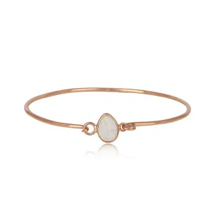 Pear Clasp White Quartz Gemstone Bangle