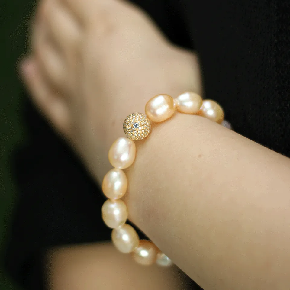 Pearl And Diamond Bead Bracelet