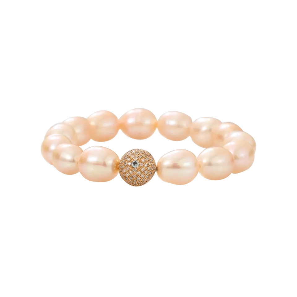 Pearl And Diamond Bead Bracelet