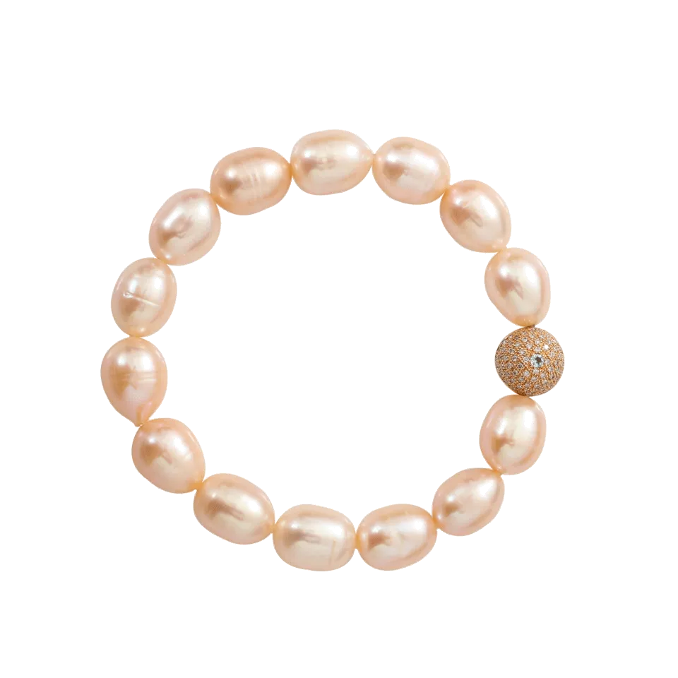 Pearl And Diamond Bead Bracelet