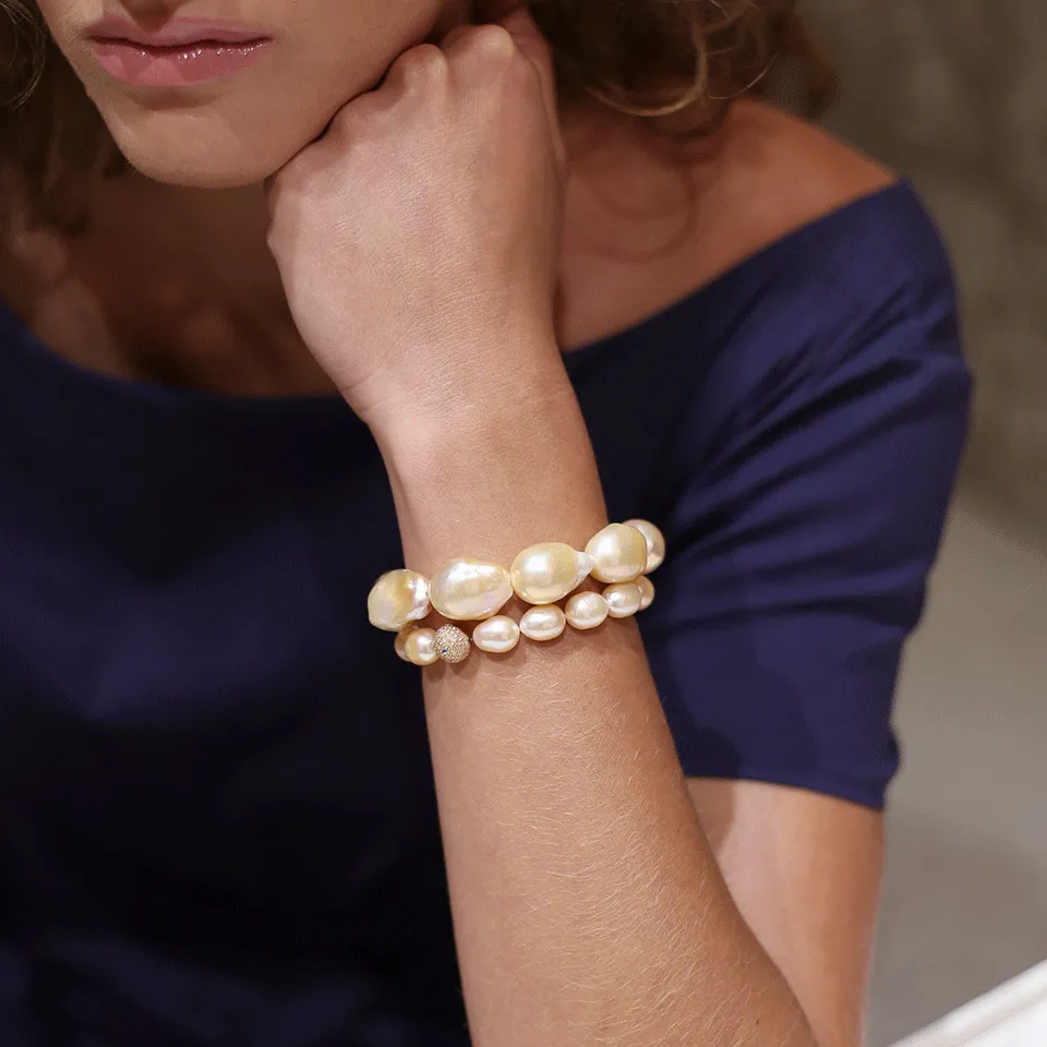 Pearl And Diamond Bead Bracelet