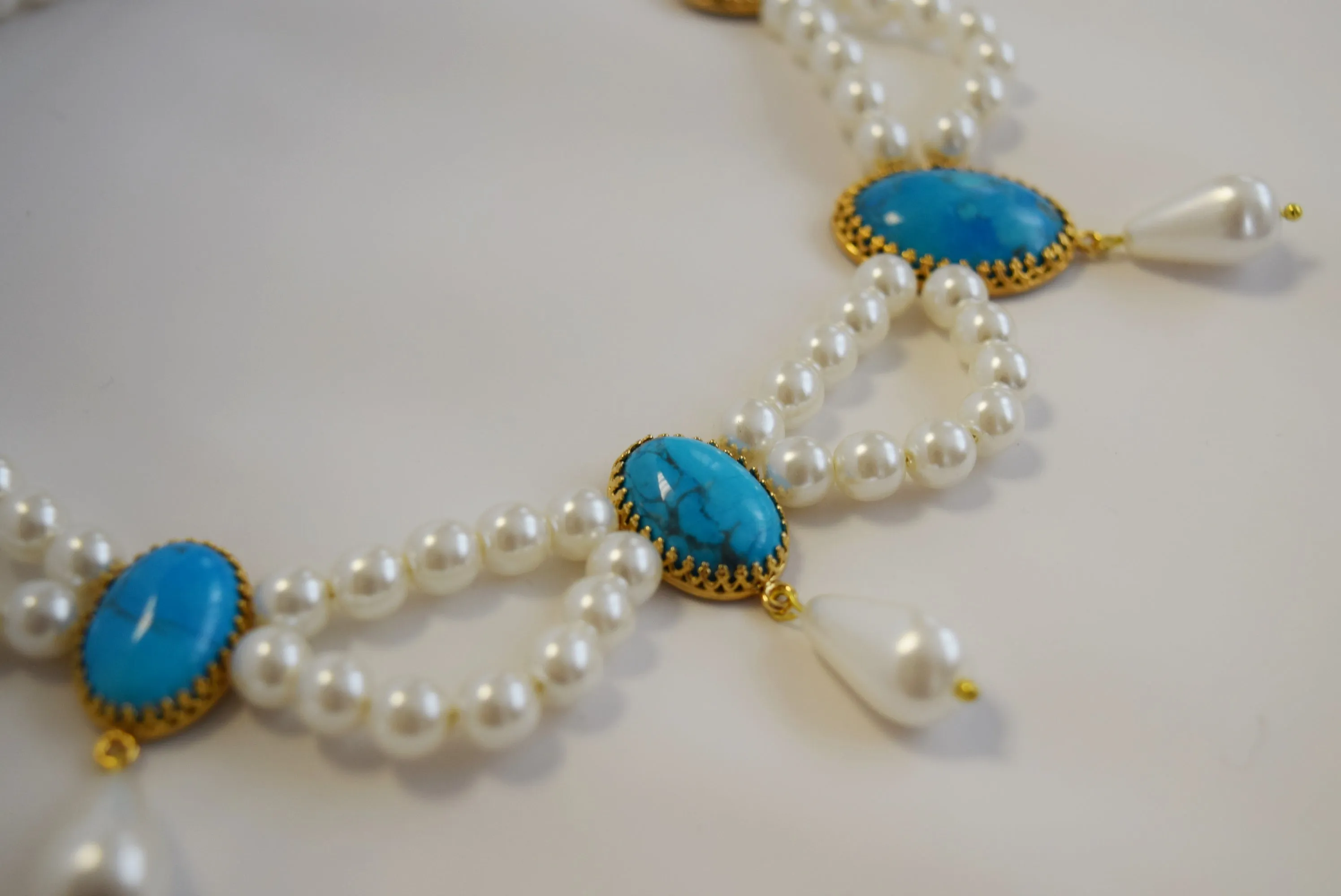 Pearl and Turquoise Festoon Necklace