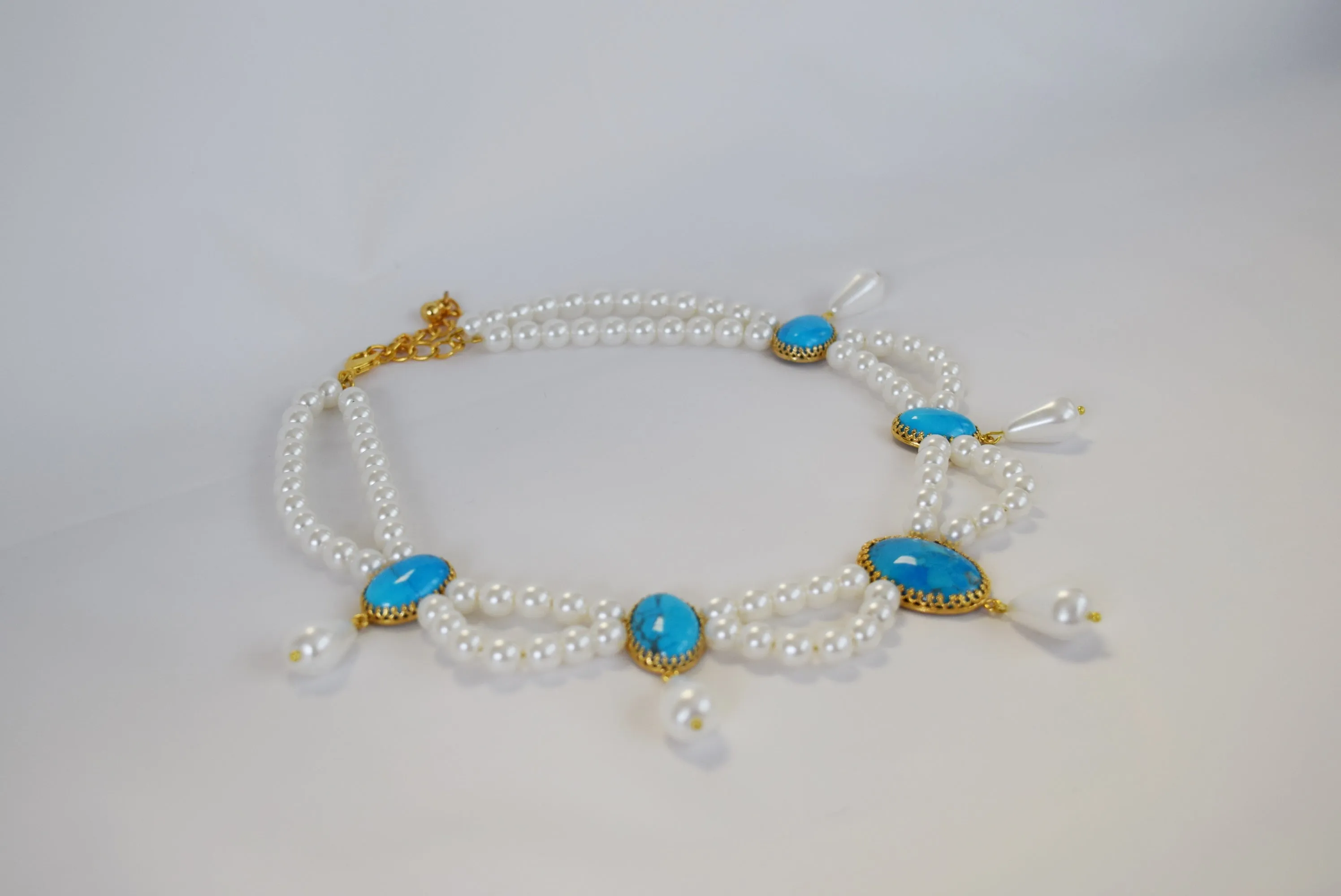 Pearl and Turquoise Festoon Necklace