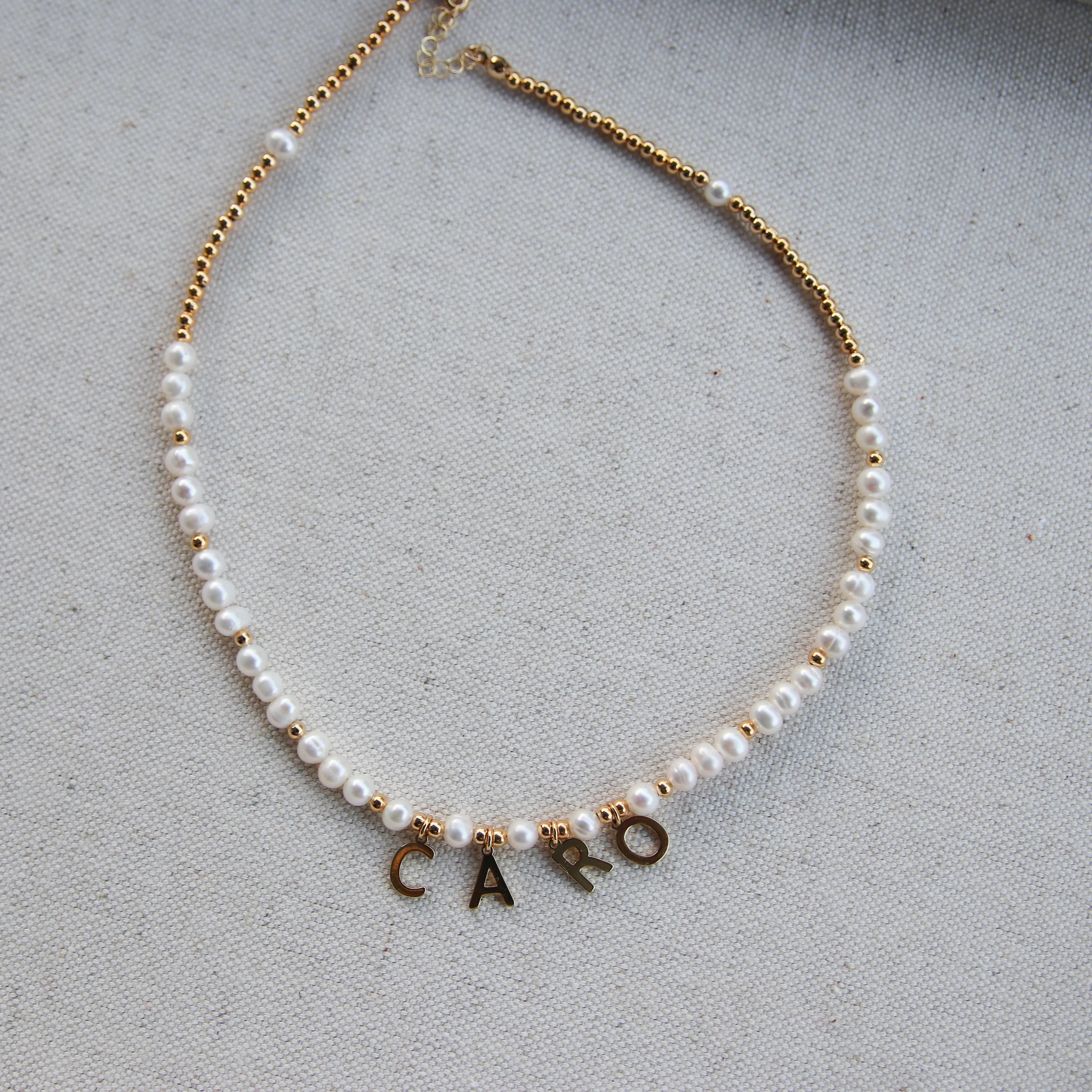 Pearl Name Gold Necklace