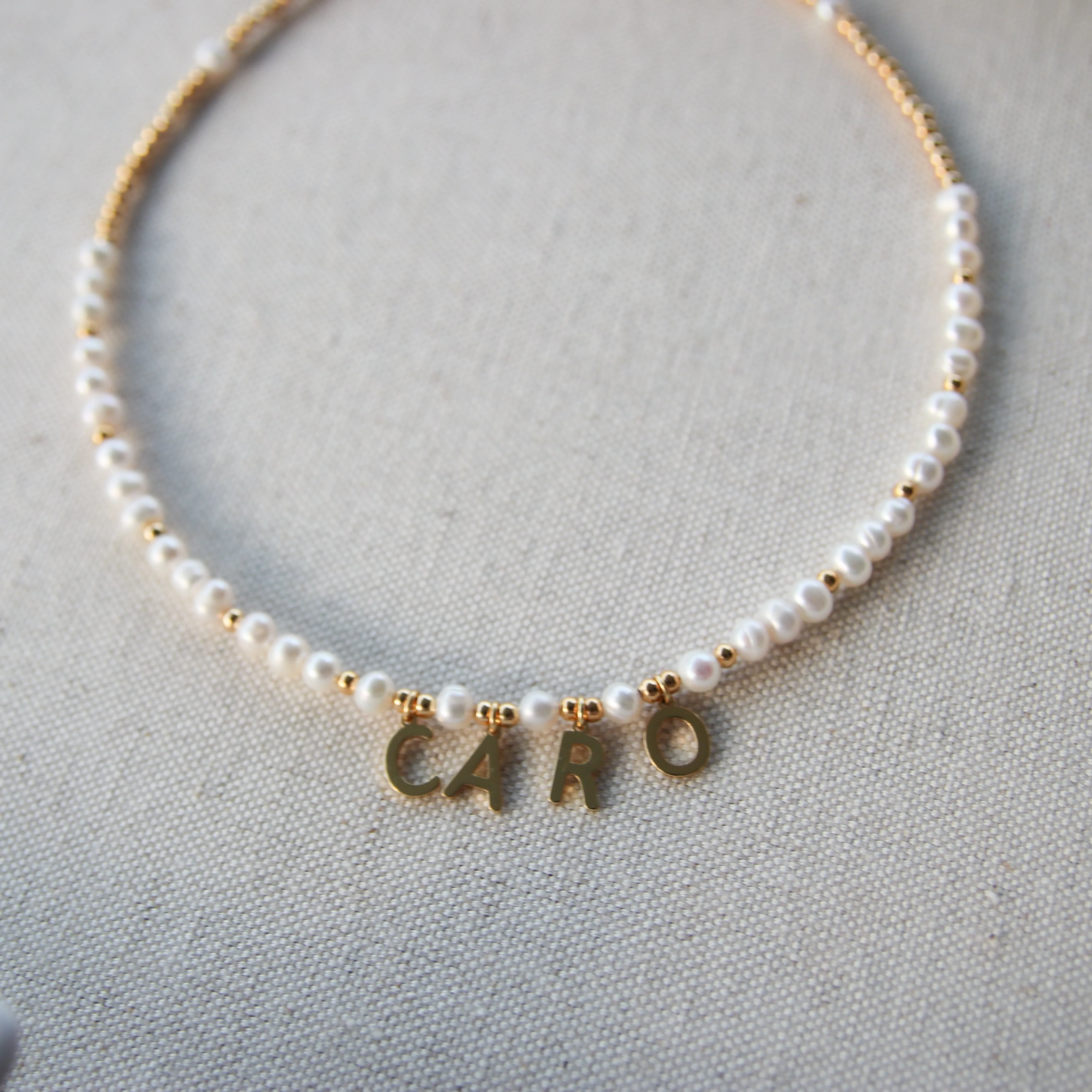 Pearl Name Gold Necklace