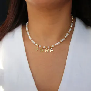 Pearl Name Gold Necklace