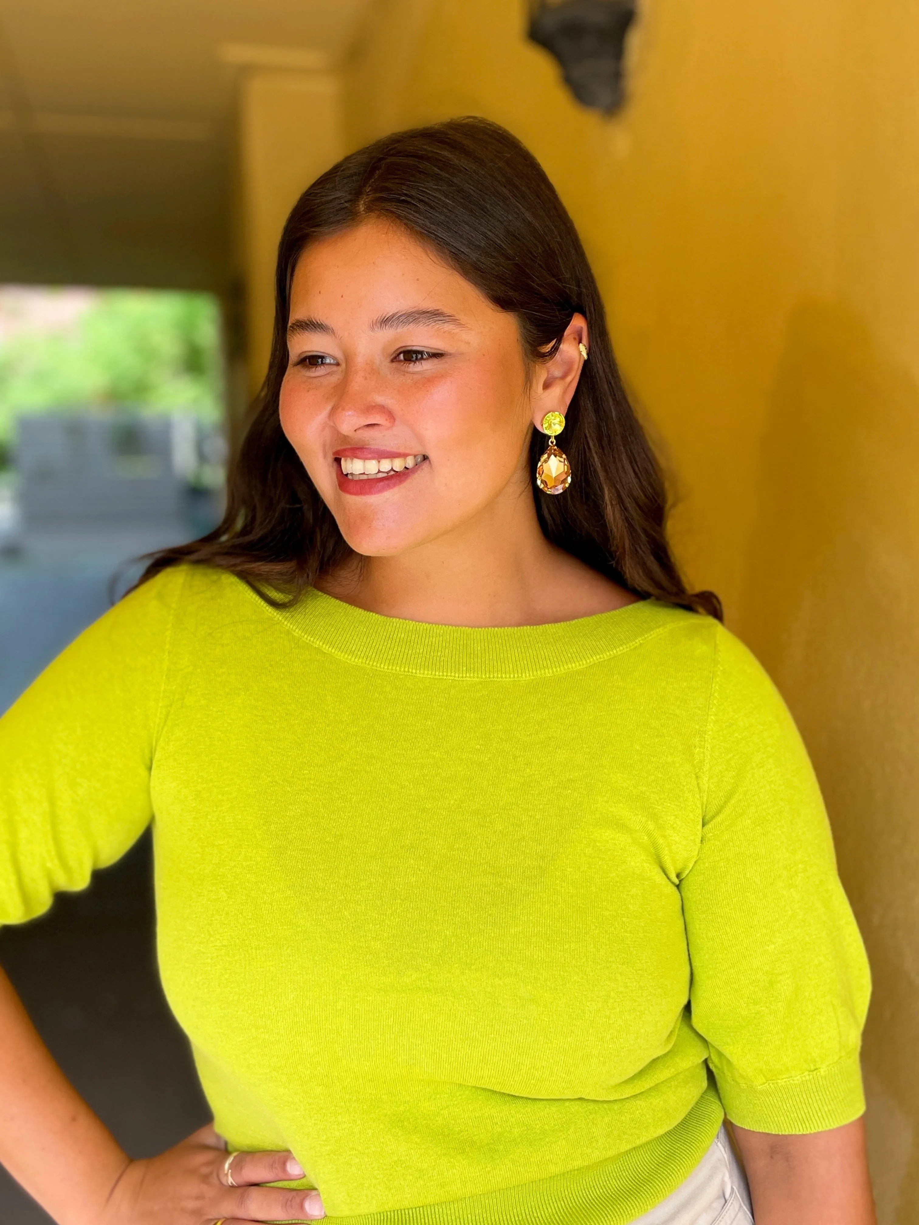Perfect drop earrings - citrus green/light colorado topaz