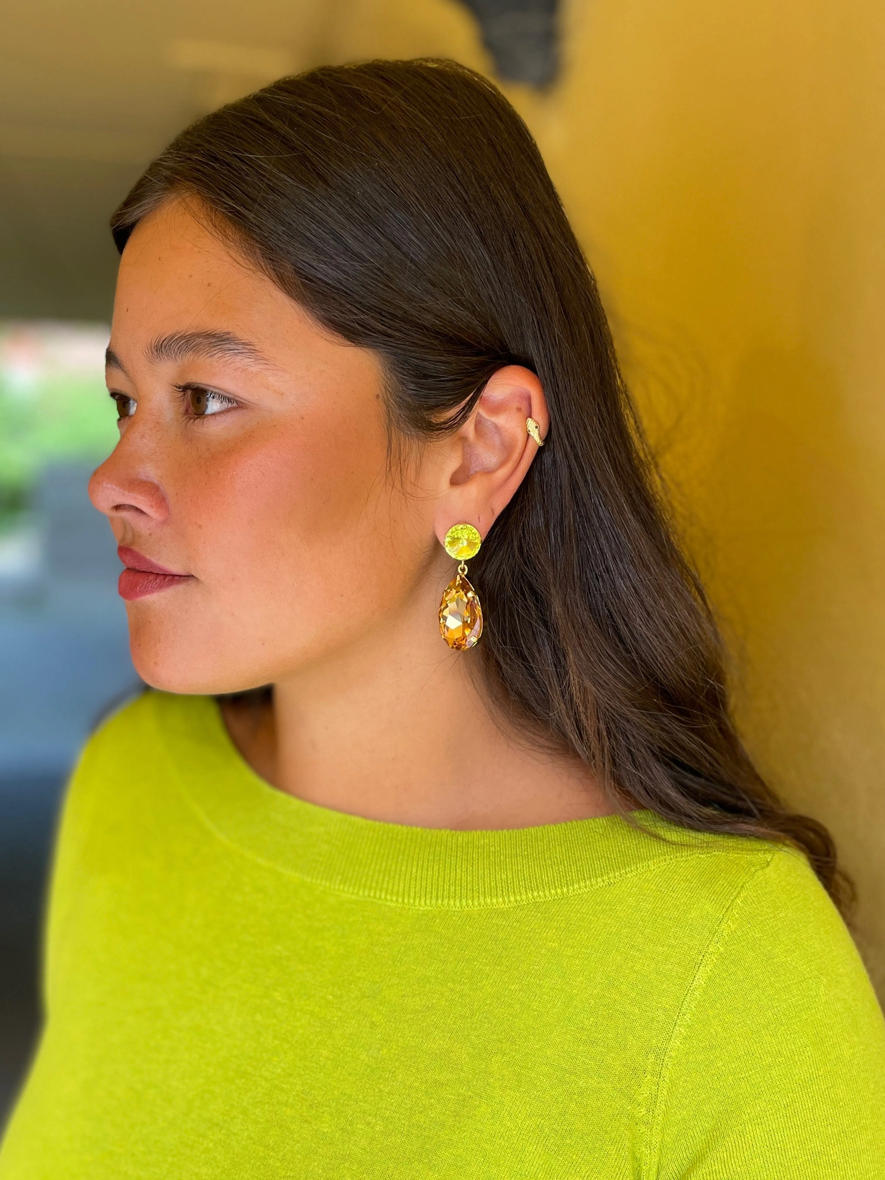 Perfect drop earrings - citrus green/light colorado topaz