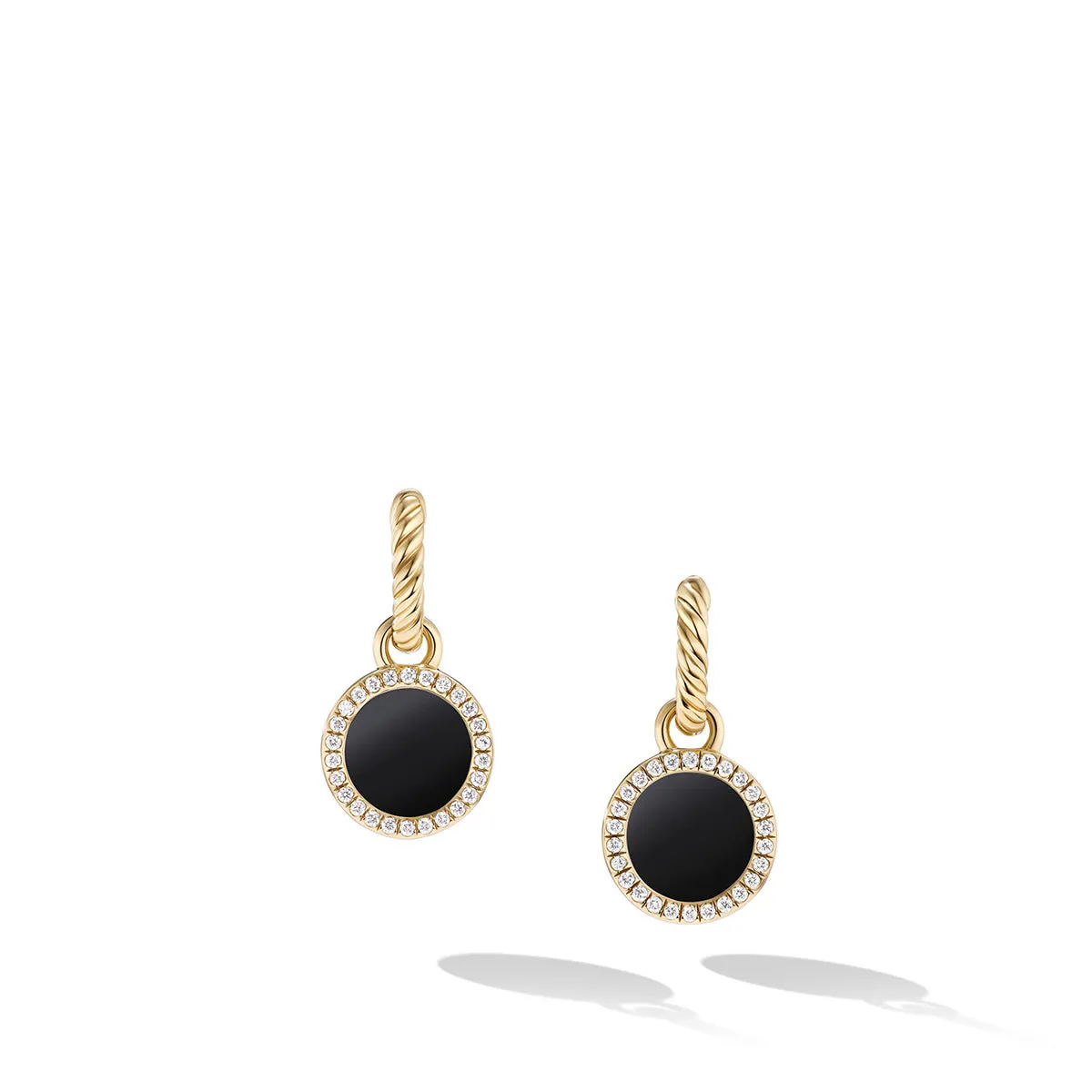 Petite DY Elements Drop Earrings in 18K Yellow Gold with Black Onyx and Pave Diamonds