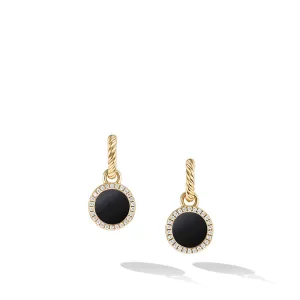 Petite DY Elements Drop Earrings in 18K Yellow Gold with Black Onyx and Pave Diamonds