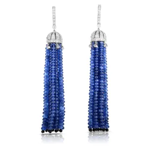 Platinum Sapphire and Diamond Tassel Drop Earrings