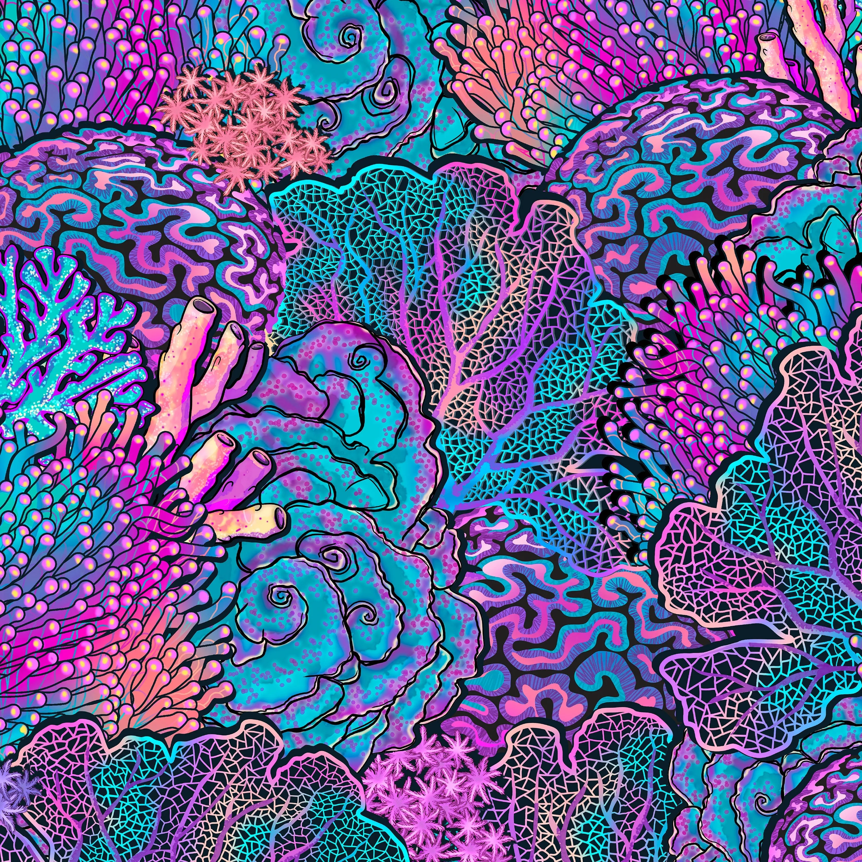 Plus Size Eco-Friendly Coral Kaleidoscope Rash Guard