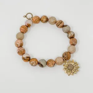 PowerBeads by Jen Petites Picture Jasper with Sunflower Charm