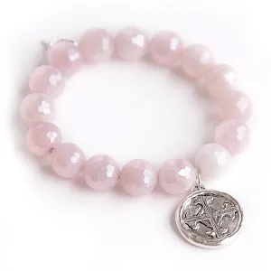 PowerBeads by jen Rose Quartz Bracelet with Serenity Prayer Charm