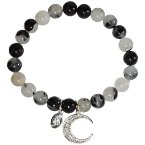 Precious Cathedral Quartz CZ Moonlight 8mm Stretch Bracelet (Sterling Silvertone)