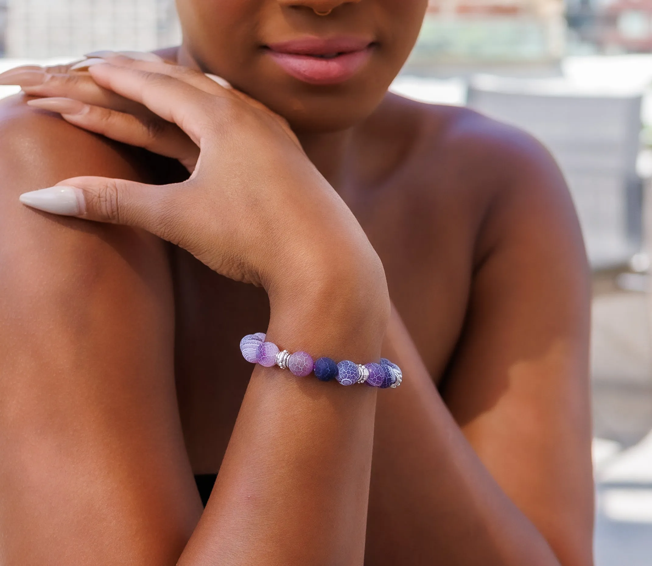 Purple Dragon Vein Balinese Natural Gemstone Bracelet