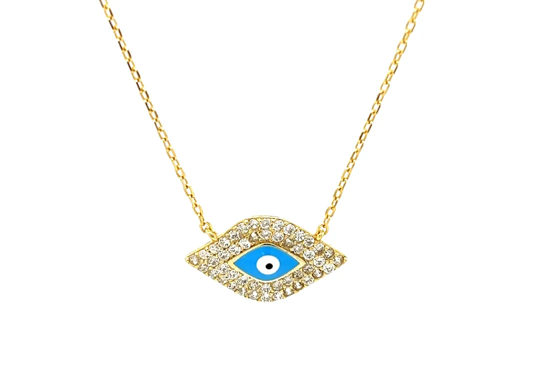 "Aphrodite" Evil Eye Turquoise CZ Necklace